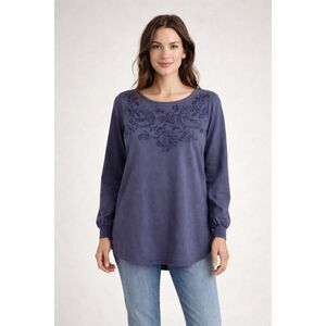 Pure Jill Petite Blue Embroidered Tunic Cotton Small